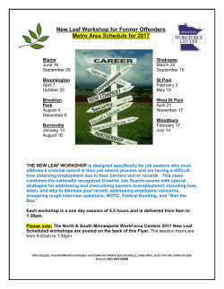See New Leaf Workshop flyer for locations and dates