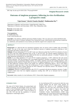 Outcome of singleton pregnancy following in