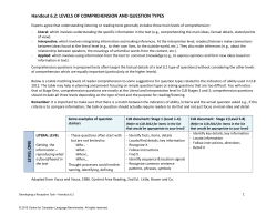 Handout 6.2: LEVELS OF COMPREHENSION AND QUESTION TYPES LEVEL ONE