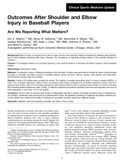 Outcomes After Shoulder and Elbow Injury in Baseball Players