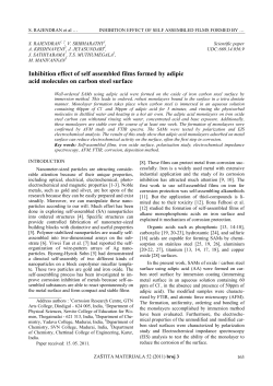 Inhibition effect of self assembled films formed by adipic acid