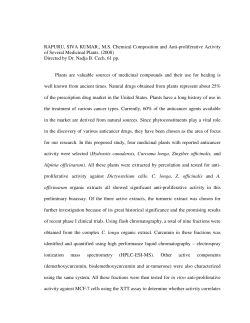 Chemical Composition and Anti-proliferative Activity of Several