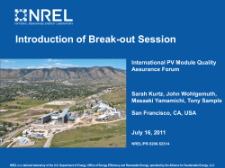 Introduction of Break-Out Session (Presentation), NREL