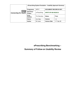 Follow-on Usability Review for system evaluations