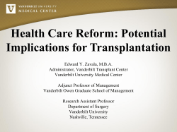 Health Care Reform - Vanderbilt University Medical Center