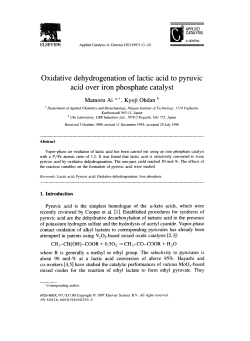 Oxidative dehydrogenation of lactic acid to pyruvic