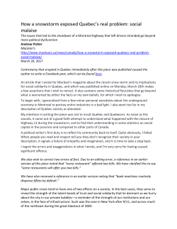 How a snowstorm exposed Quebec`s real problem: social