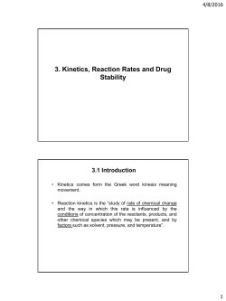 3. Kinetics, Reaction Rates and Drug Stability