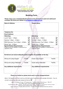 Booking Form Please return your completed Booking Form in the