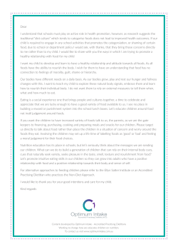 Dear I understand that schools must play an active role in health