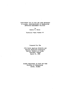 Subsistence Use of Fish and Game Resources in Alaska