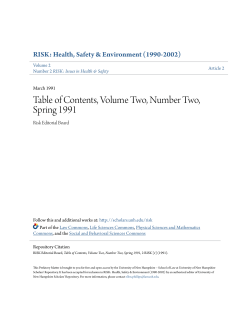 Table of Contents, Volume Two, Number Two, Spring 1991