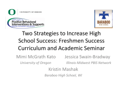 Two Strategies to Increase High School Success: Freshmen