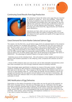 AQUAGENEGGUPDATE Continuing Good Results from Egg