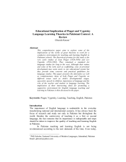 Educational Implication of Piaget and Vygotsky