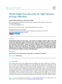 Thirty-Eight New Records for Algal Species of Iraq`s Marshes
