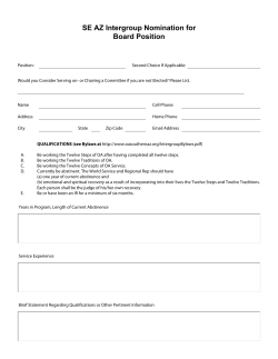 SE AZ Intergroup Nomination for Board Position