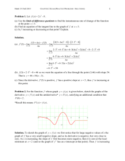 Problem 1. Let ( ) 2 8 fxx = &minus; . (a) Use the limit of difference quotients