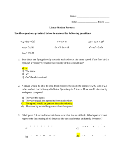 Name: Date: Block: _____ Linear Motion Pre