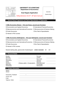 UNIVERSITY OF KONSTANZ Department of Economics Dual