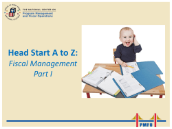 Head Start A to Z: Fiscal Management Part I Program Governance
