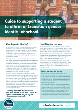 Guide to supporting a student to affirm or transition gender identity at