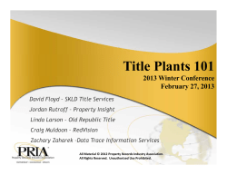 Title Plants 101 - Property Records Industry Association