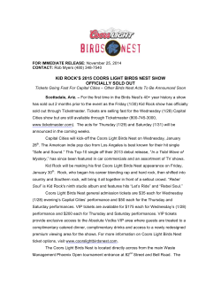 kid rock`s 2015 coors light birds nest show officially sold out