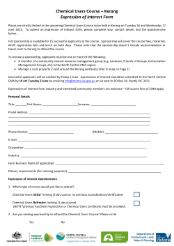 Chemical Users Course &ndash; Kerang Expression of Interest Form