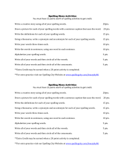 Spelling Menu Activities You must have 15 points worth