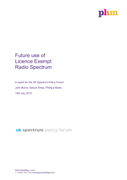 Future use of Licence Exempt Radio Spectrum