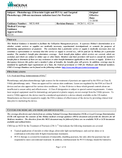 Subject: Phototherapy (Ultraviolet Light and PUVA) and Targeted