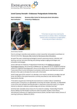 Jared Cooney Horvath&mdash;Endeavour Postgraduate Scholarship