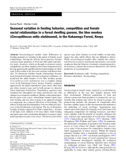 Seasonal variation in feeding behavior, competition and female