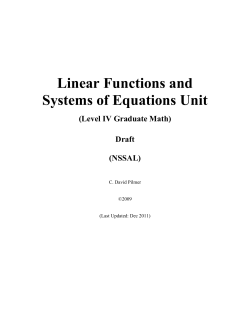 Linear Functions and Systems of Equations Unit