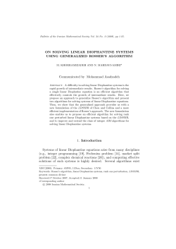 ON SOLVING LINEAR DIOPHANTINE SYSTEMS USING