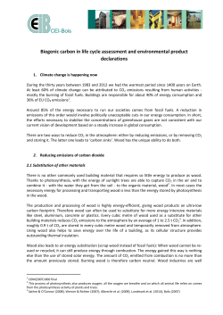 CEI-Bois Biogenic carbon in life cycle assessment and