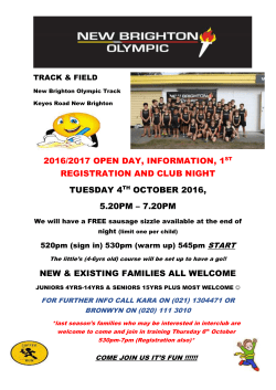 2016/2017 open day, information, 1st registration and club night
