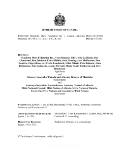 SUPREME COURT OF CANADA Citation: Manitoba Metis