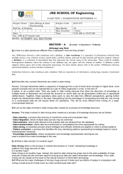 JRE SCHOOL OF Engineering CLASS TEST