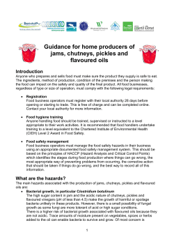 Guidance for home producers of jams, chutneys, pickles and