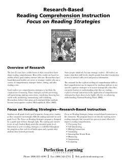 Research-Based Reading Comprehension Instruction Focus on