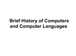 Brief History of Computers and Computer Languages