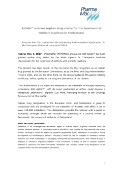 Aplidin&reg; receives orphan drug status for the treatment