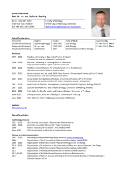 CV PD Dr. Stefan A. Rensing