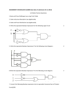 ASSIGNMENT ON BOOLEAN ALGEBRA (last date of submission 25