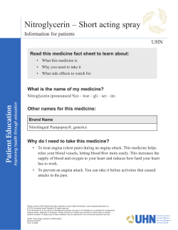 Nitroglycerin &ndash; Short acting spray