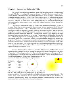 Chapter 2 Electrons and the Periodic Table.
