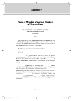 Form of Minutes of Annual Meeting of Shareholders