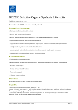 KTH | KD2390 Selective Organic Synthesis 9.0 credits